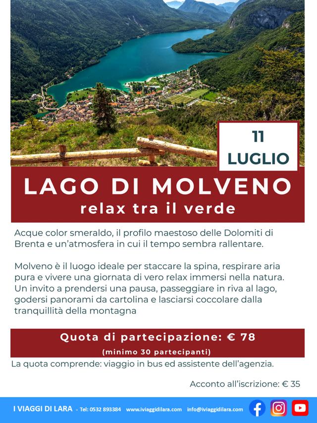 viaggi di gruppo-Lago di Molveno WEB- i viaggi di lara