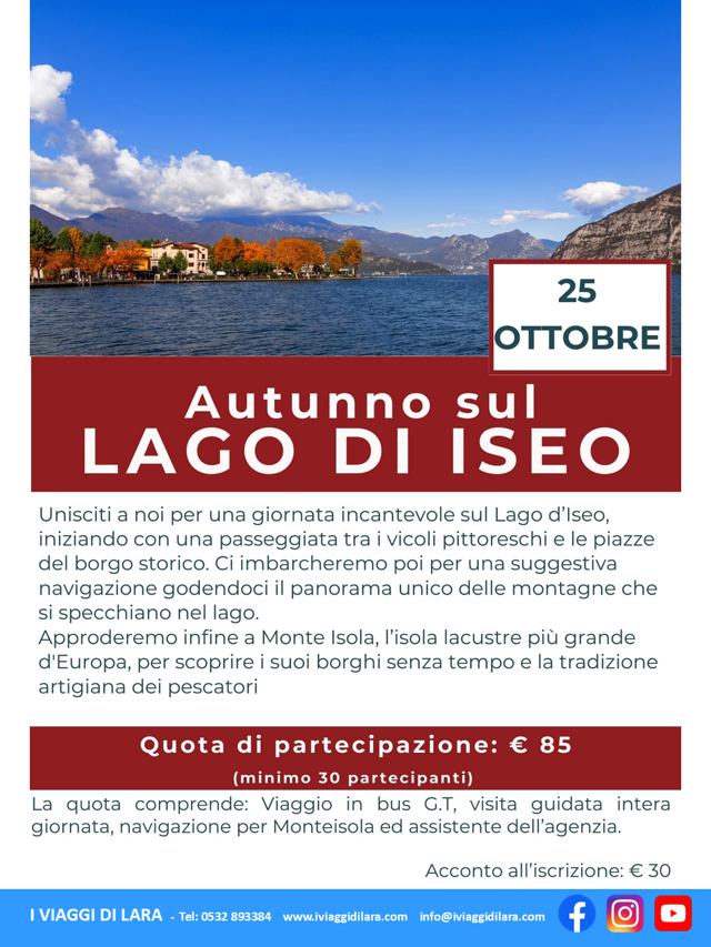 viaggi di gruppo-L'autunno sul Lago d'Iseo- i viaggi di lara