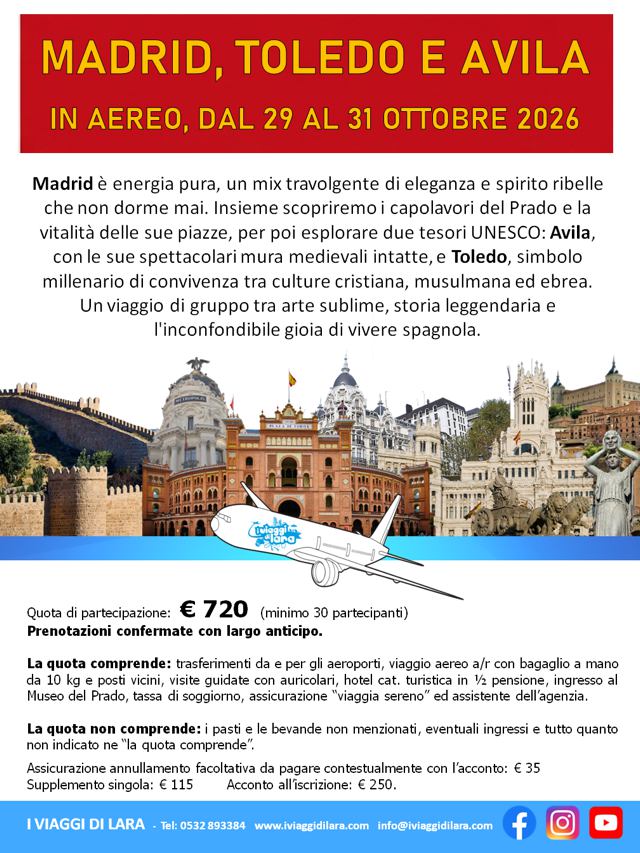 viaggi di gruppo-Madrid, Toledo e Avila-i viaggi di lara