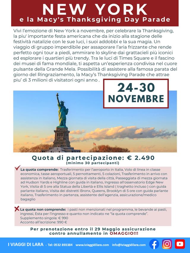 viaggi di gruppo-New York Thanskgiving Day- i viaggi di lara