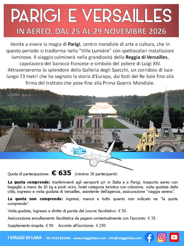viaggi di gruppo-Parigi e Versailles-i viaggi di lara