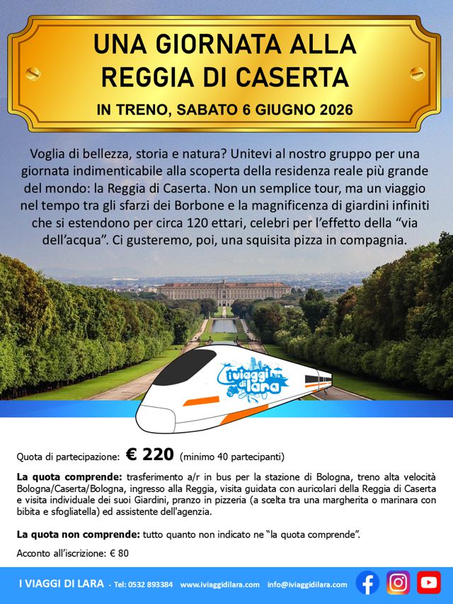 viaggi di gruppo-Reggia di Caserta in giornata-i viaggi di lara