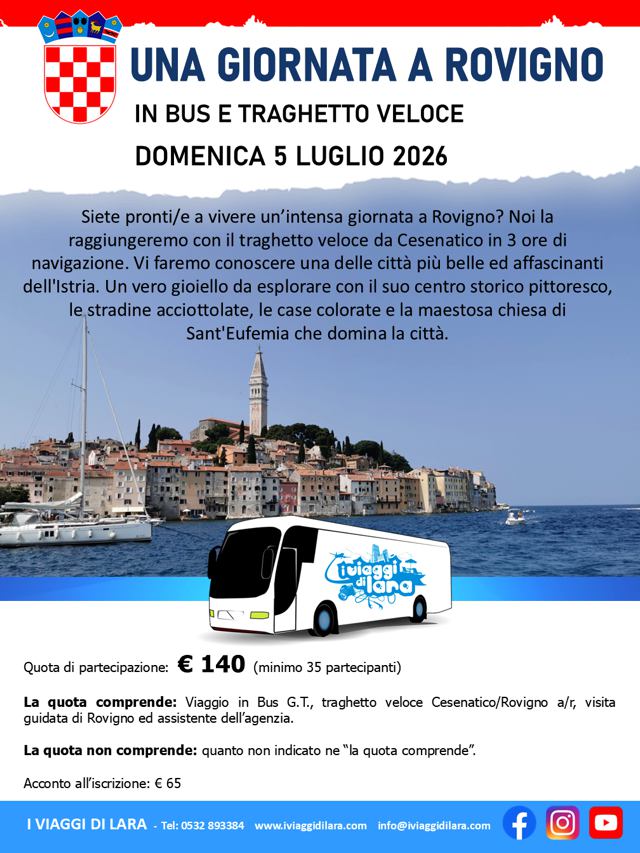 viaggi di gruppo-Rovigno in giornata-i viaggi di lara