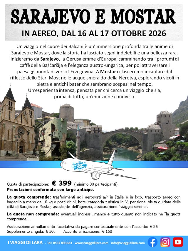 viaggi di gruppo-Sarajevo e Mostar-i viaggi di lara