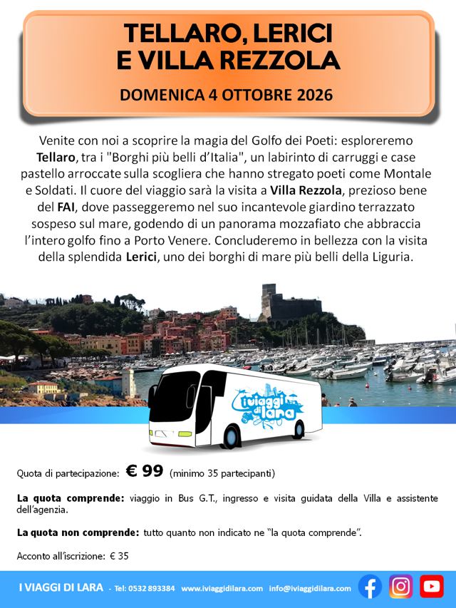viaggi di gruppo-Tellaro, Lerici e Villa Rezzola-i viaggi di lara