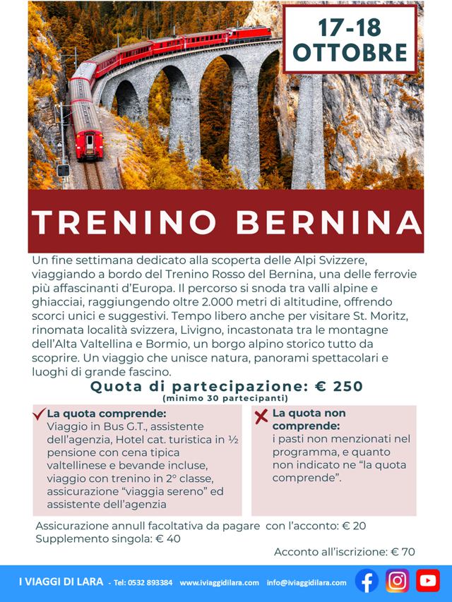 viaggi di gruppo-Trenino del Bernina ottobre- i viaggi di lara