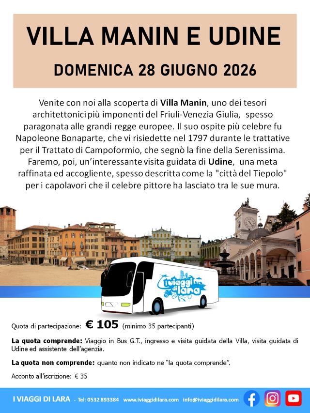 viaggi di gruppo-Villa Manin e Udine-i viaggi di lara