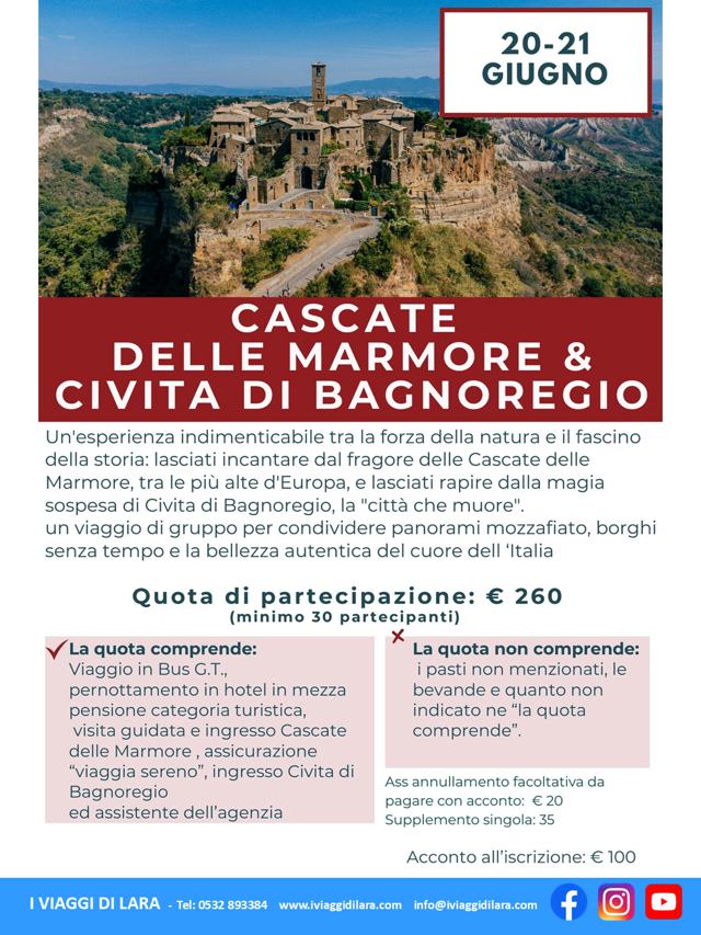 viaggi di gruppo-cascata Marmore e Civita- i viaggi di lara
