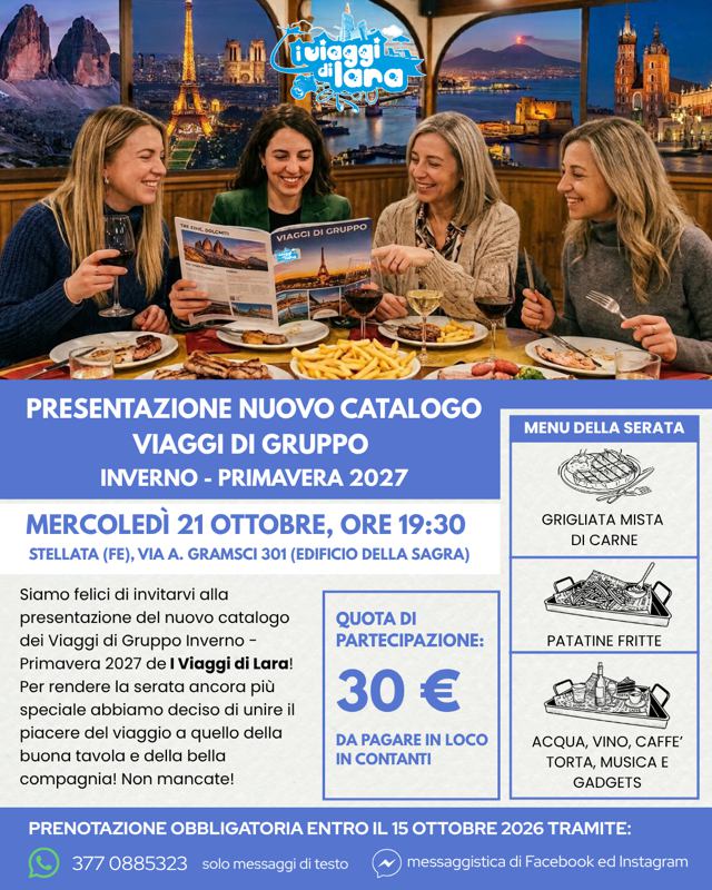 cena presentazione catalogo viaggi di gruppo 2027