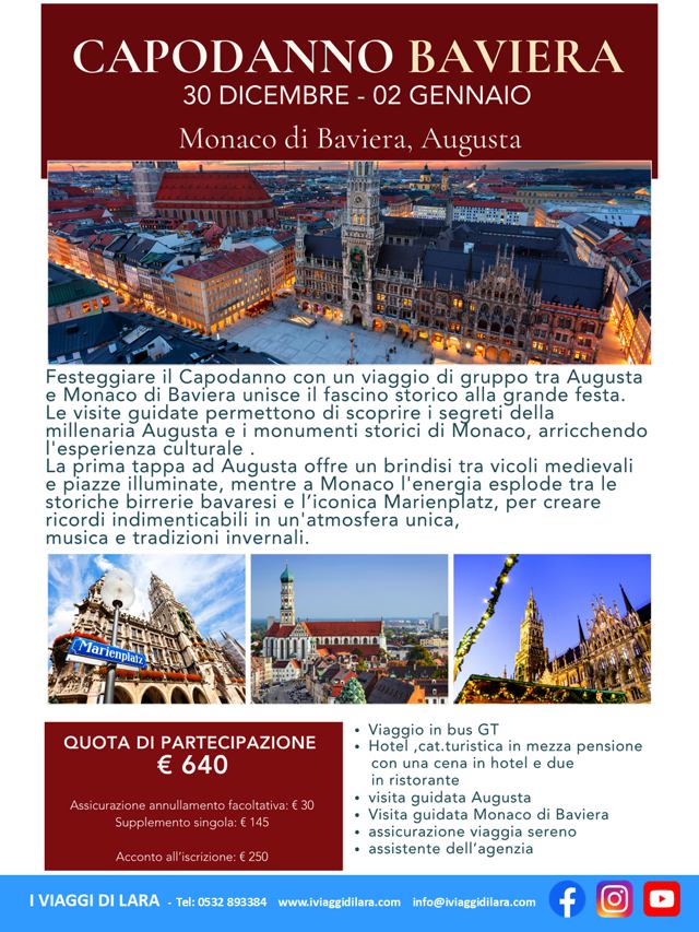 viaggi di gruppo-Capodanno a Monaco di Baviera e Augusta- i viaggi di lara