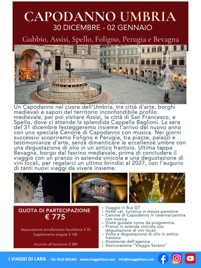 viaggi di gruppo-Capodanno in Umbria- i viaggi di lara
