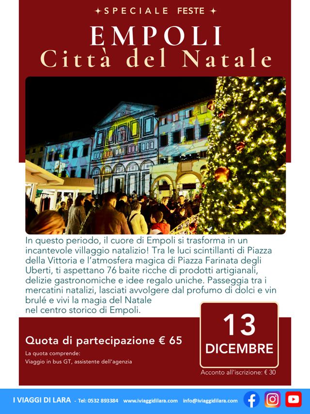 viaggi di gruppo-Empoli la città del Natale- i viaggi di lara