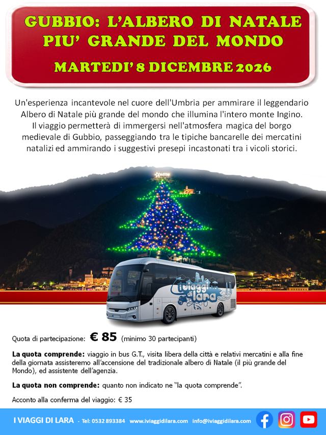 viaggi di gruppo-Gubbio Albero di Natale- i viaggi di lara