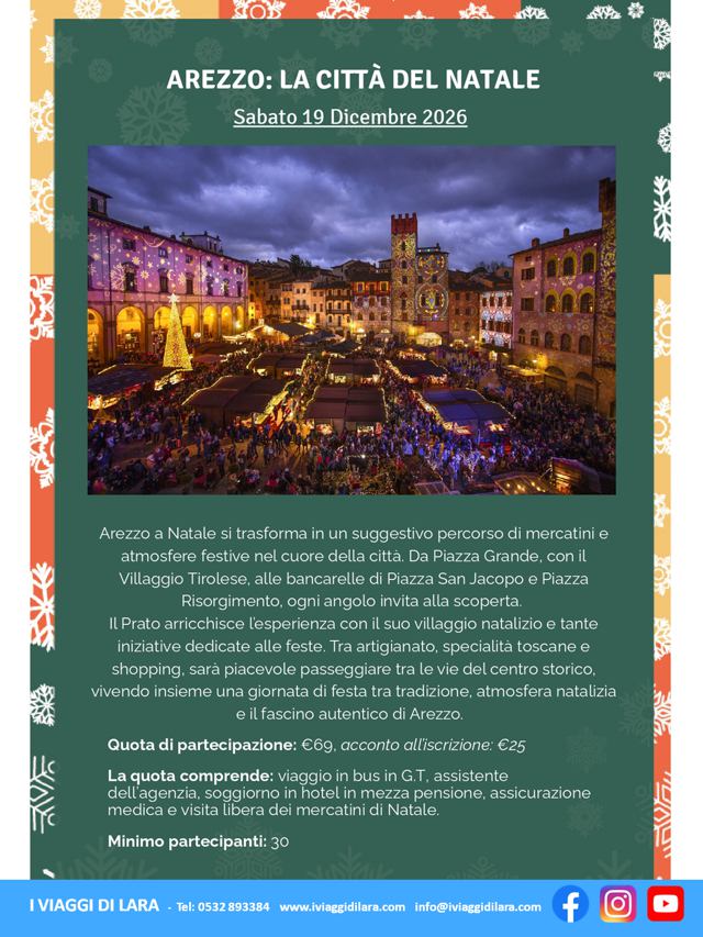 viaggi di gruppo-Mercatini Natale Arezzo- i viaggi di lara