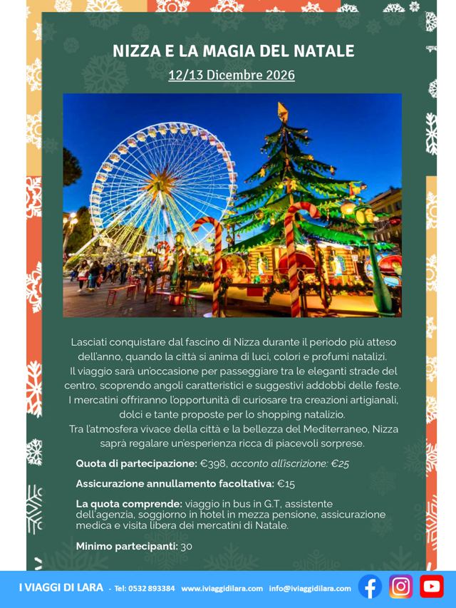 viaggi di gruppo-Mercatini Natale Nizza- i viaggi di lara
