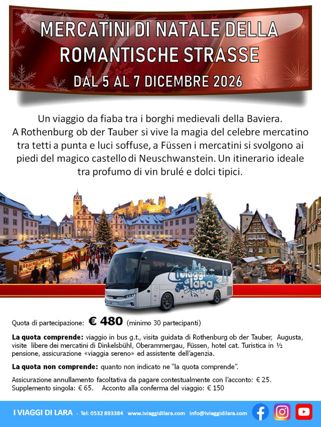 viaggi di gruppo-Mercatini di Natale della Romantische Strasse- i viaggi di lara