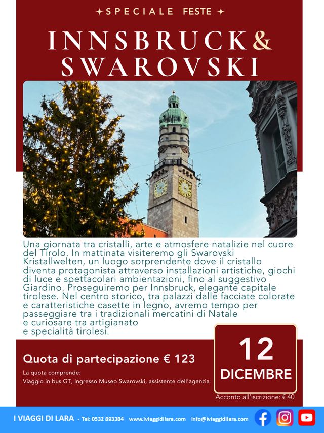 viaggi di gruppo-Mercatini di Natale di Innsbruck e Swarovski- i viaggi di lara