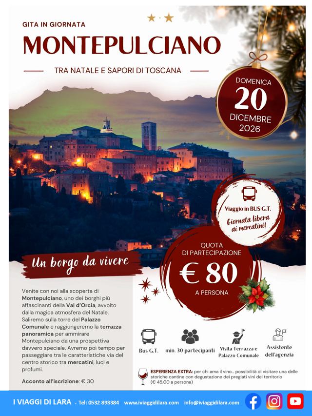 viaggi di gruppo-Mercatini di Natale di Montepulciano- i viaggi di lara