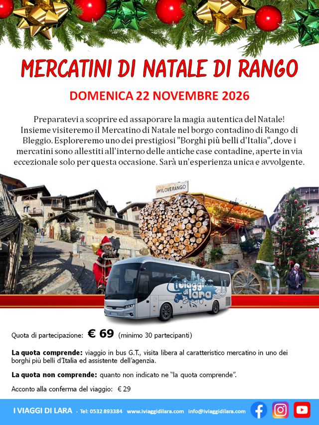 viaggi di gruppo-Mercatini di Natale di Rango- i viaggi di lara