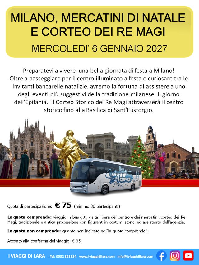 viaggi di gruppo-Milano, Mercatini Natale e Re Magi- i viaggi di lara