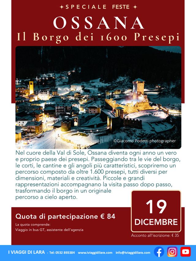 viaggi di gruppo-Ossana (Trentino) il borgo dei 1600 presepi- i viaggi di lara