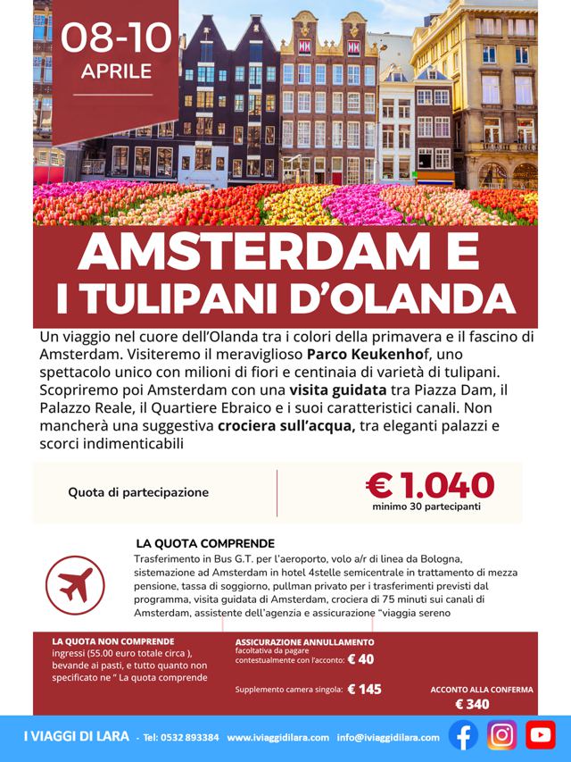Viaggi di gruppo-Amsterdam e Tulipani corn- i viaggi di lara