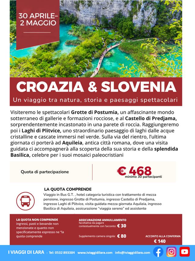 Viaggi di gruppo-Croazia e Slovenia corn- i viaggi di lara