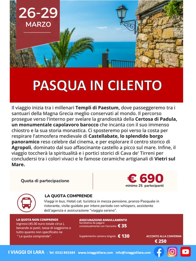 Viaggi di gruppo-Pasqua in Cilento cornacchini- i viaggi di lara
