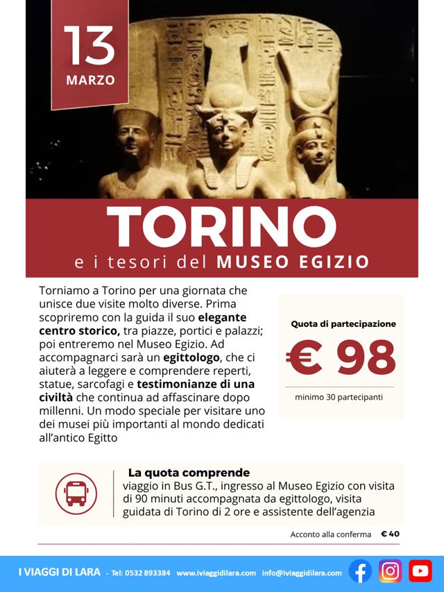 Viaggi di gruppo-Torino e Museo Egizio- i viaggi di lara