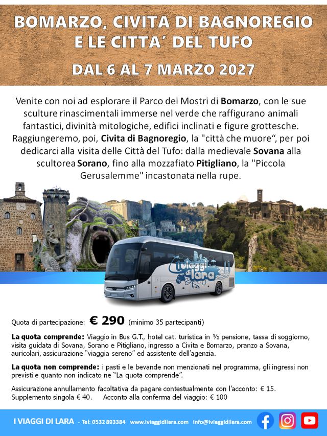 viaggi di gruppo-Bomarzo, Civita e città tufo- i viaggi di lara