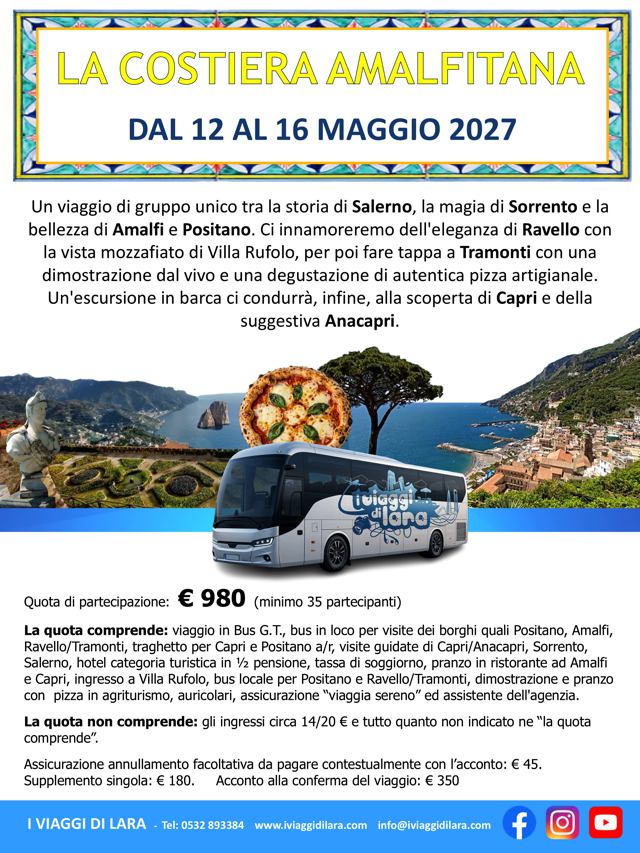 viaggi di gruppo-Costiera Amalfitana 2027, 2- i viaggi di lara