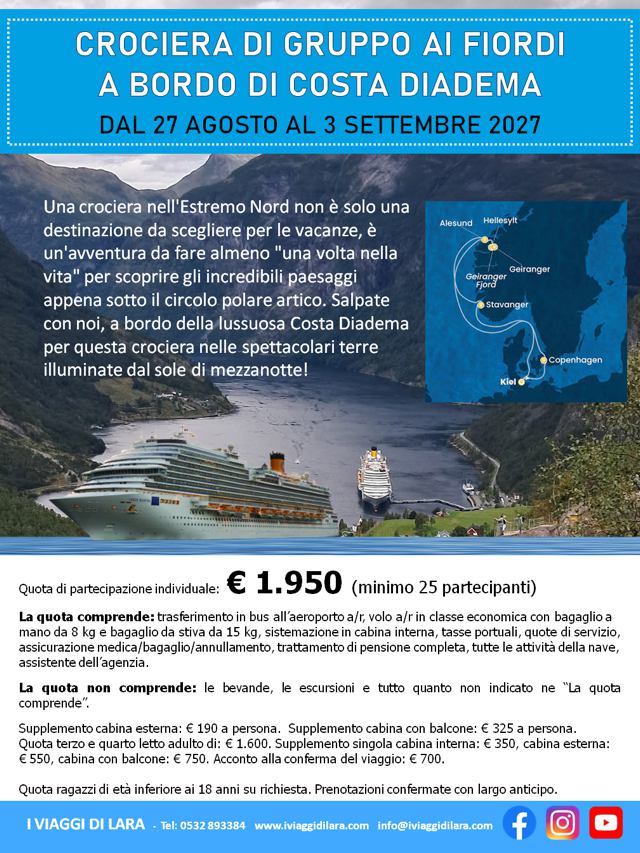viaggi di gruppo-Crociera ai fiordi con Costa Diadema- i viaggi di lara