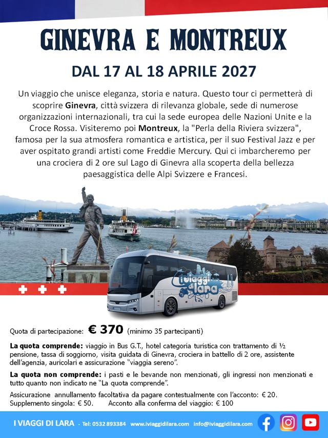 viaggi di gruppo-Ginevra e Montreux- i viaggi di lara