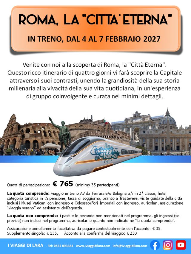 viaggi di gruppo-Roma 2027- i viaggi di lara