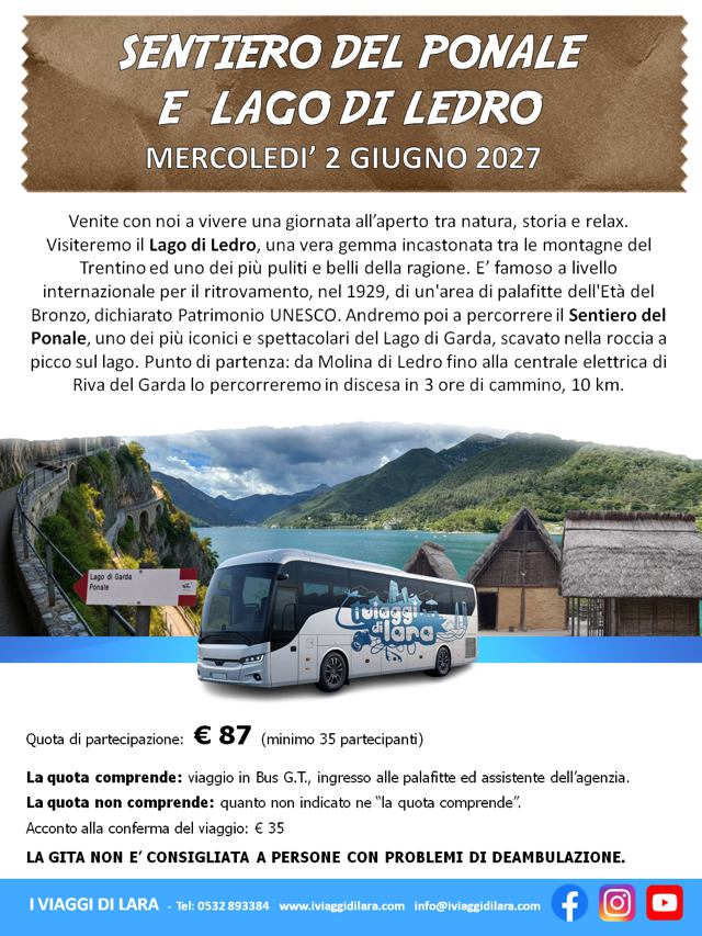 viaggio di gruppo - Sentiero del Ponale e Lago di Ledro