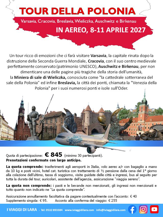 viaggi di gruppo-Tour Polonia 2027- i viaggi di lara